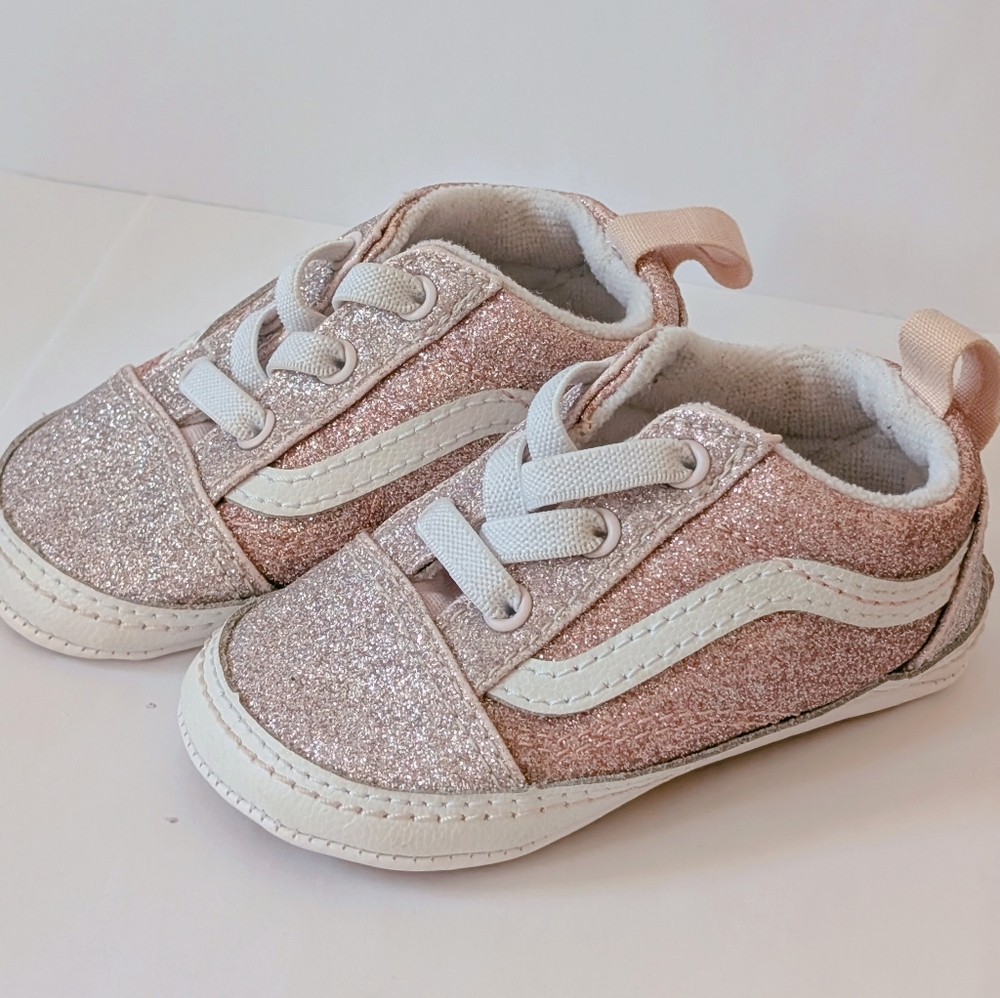 The Vans Old Skool Crib Glitter Booties